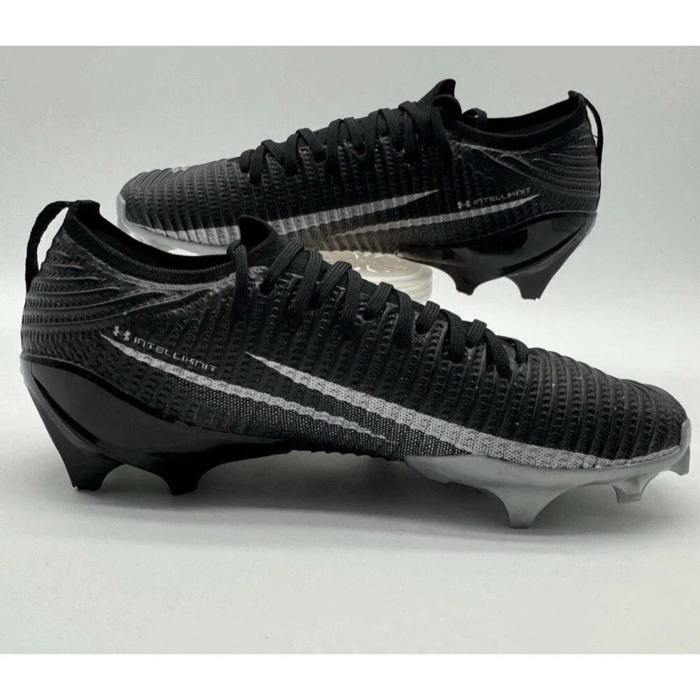 Under Armour Blur Pro Football Cleats Black Gray Silver 3028220-003 Mens Size 10